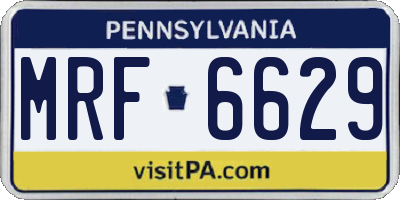 PA license plate MRF6629