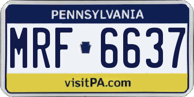 PA license plate MRF6637