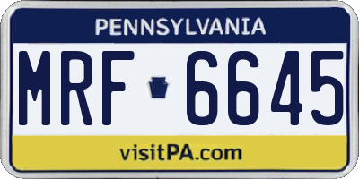 PA license plate MRF6645