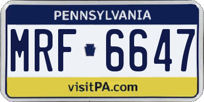 PA license plate MRF6647