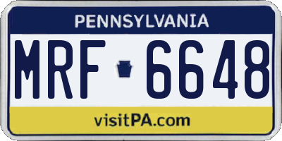 PA license plate MRF6648