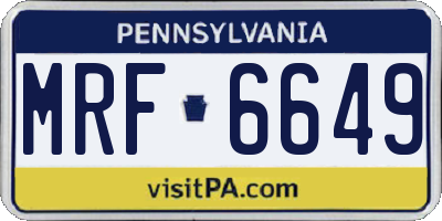 PA license plate MRF6649
