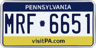 PA license plate MRF6651