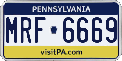 PA license plate MRF6669