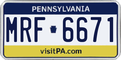 PA license plate MRF6671