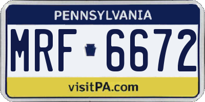PA license plate MRF6672