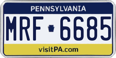 PA license plate MRF6685