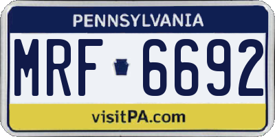 PA license plate MRF6692