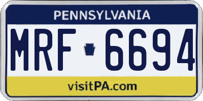 PA license plate MRF6694