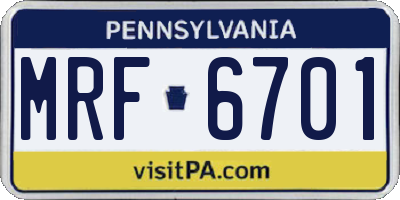 PA license plate MRF6701
