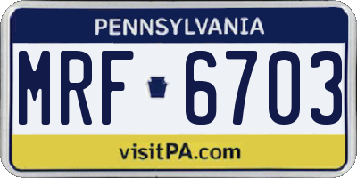 PA license plate MRF6703