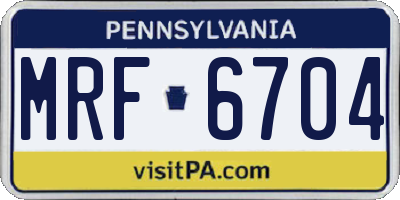 PA license plate MRF6704