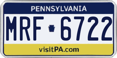 PA license plate MRF6722