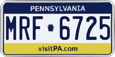 PA license plate MRF6725