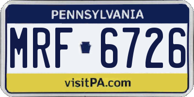 PA license plate MRF6726