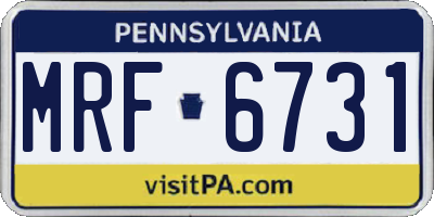 PA license plate MRF6731