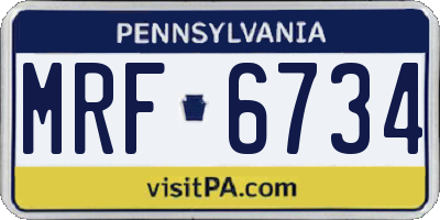 PA license plate MRF6734