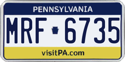 PA license plate MRF6735