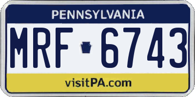PA license plate MRF6743
