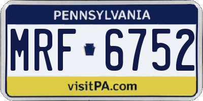 PA license plate MRF6752
