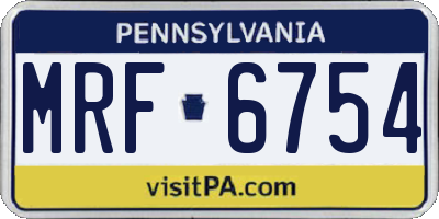 PA license plate MRF6754