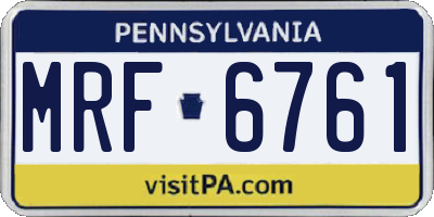 PA license plate MRF6761