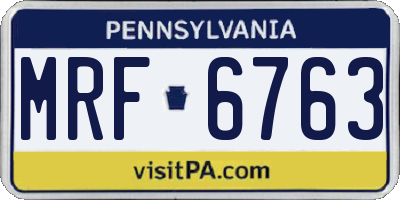 PA license plate MRF6763