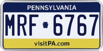 PA license plate MRF6767