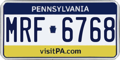 PA license plate MRF6768