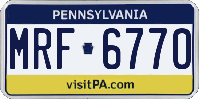 PA license plate MRF6770