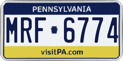PA license plate MRF6774