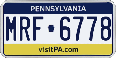 PA license plate MRF6778
