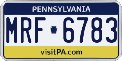 PA license plate MRF6783