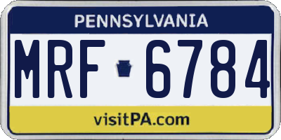 PA license plate MRF6784