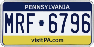 PA license plate MRF6796