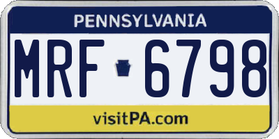 PA license plate MRF6798
