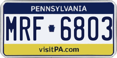 PA license plate MRF6803