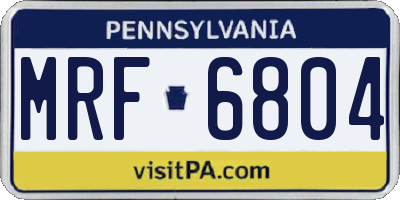 PA license plate MRF6804