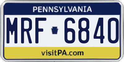 PA license plate MRF6840