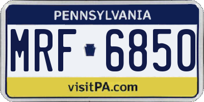 PA license plate MRF6850