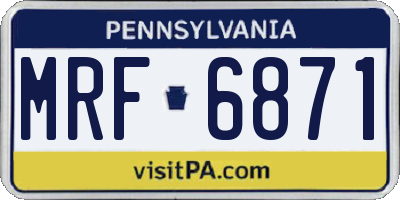 PA license plate MRF6871