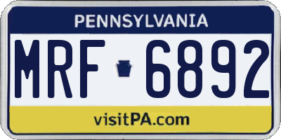 PA license plate MRF6892