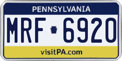 PA license plate MRF6920