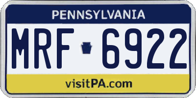 PA license plate MRF6922