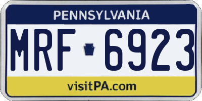 PA license plate MRF6923