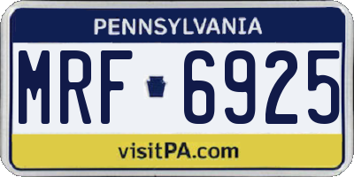 PA license plate MRF6925