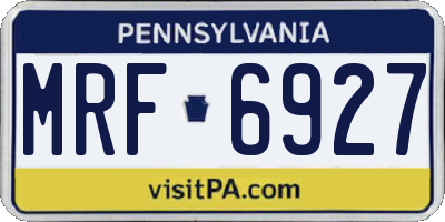 PA license plate MRF6927