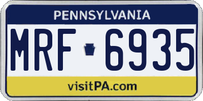 PA license plate MRF6935
