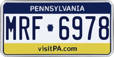 PA license plate MRF6978
