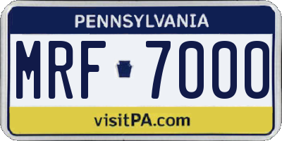 PA license plate MRF7000